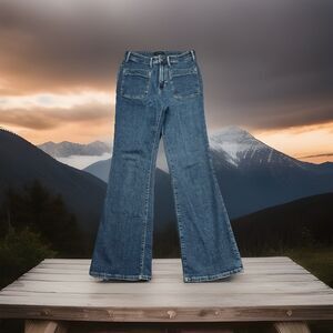 Free Assembly High Rise Slim Flare Jeans 8 (28x30.5) Blue Denim Stretch Womens